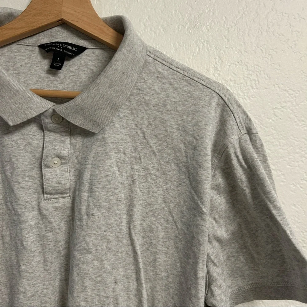 Banana Republic Gray 100% Cotton Luxe Touch Polo, Size‎ L